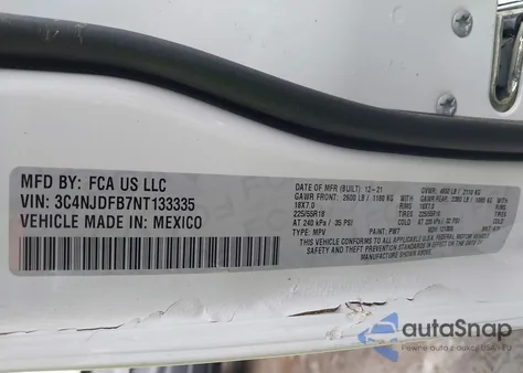 2022 Jeep Compass Latitude Lux 4X4 из США, поврежденный, VIN 3C4NJDFB7NT133335